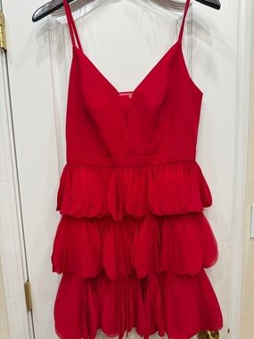 BCBGMaxAzria Vibrant Red Dress with Label Detail